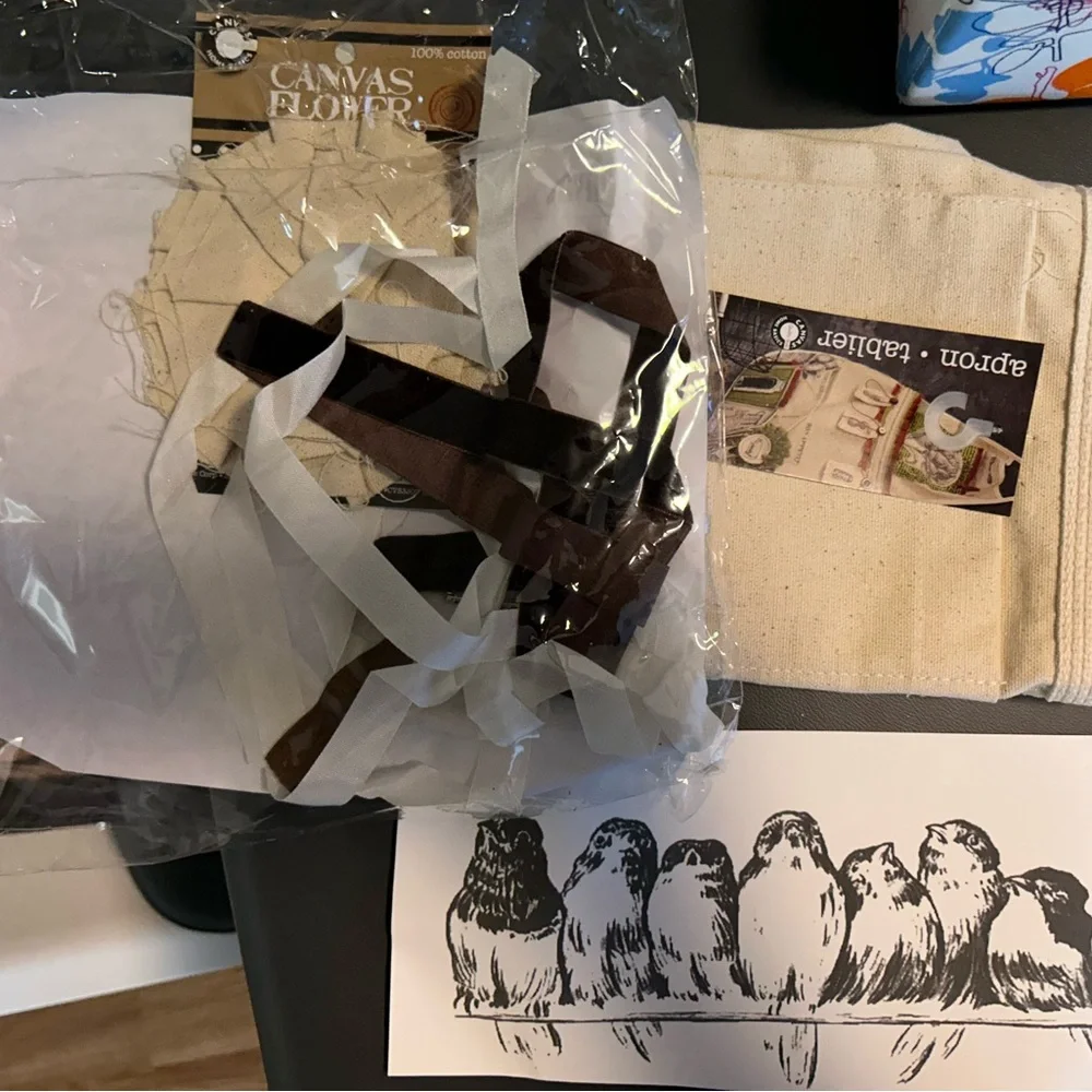 Canvas Apron DIY KIT with Birds on a Wire Transfer